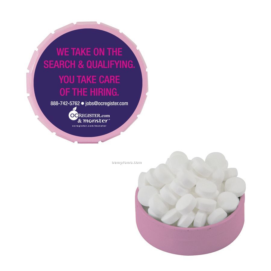 Small Pink Snap-top Mint Tin Filled With Sugar Free Mints
