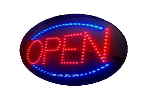 23" Red Open LED Sign W/ Blue Border (13" Height)