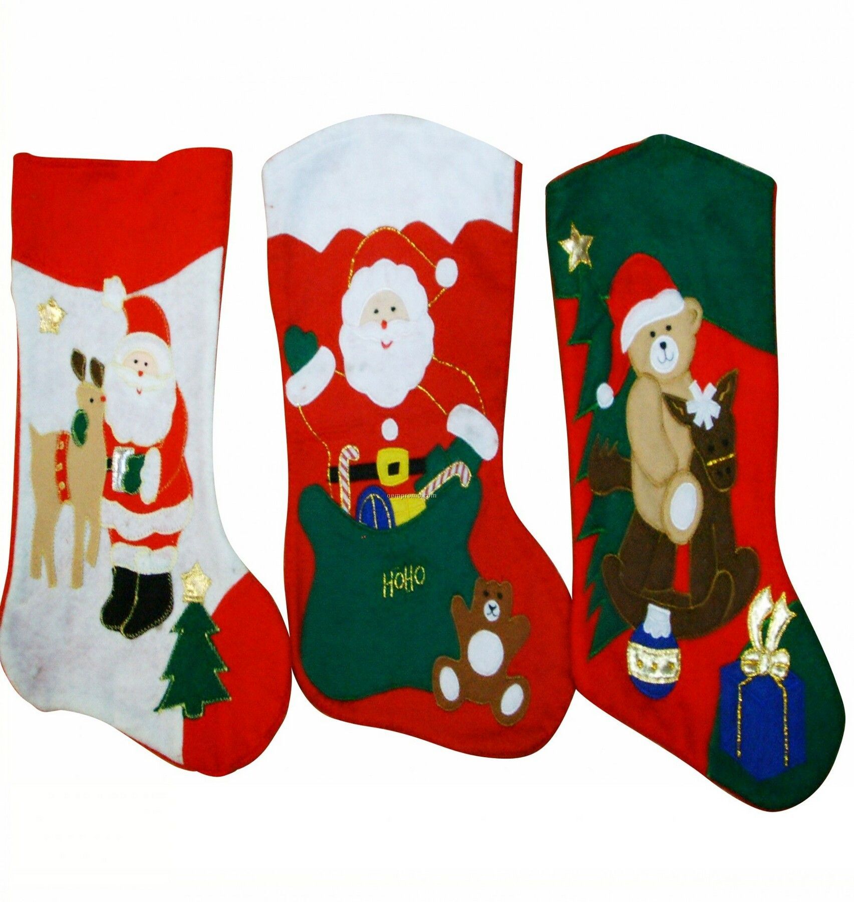Applique Embroidered Christmas Stocking
