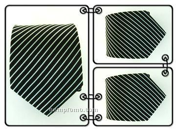 Polyester Necktie - Black / White Pin Stripe