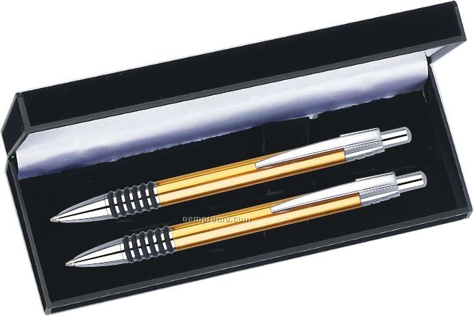 Saturn Series Pen And Pencil Set (Gold)