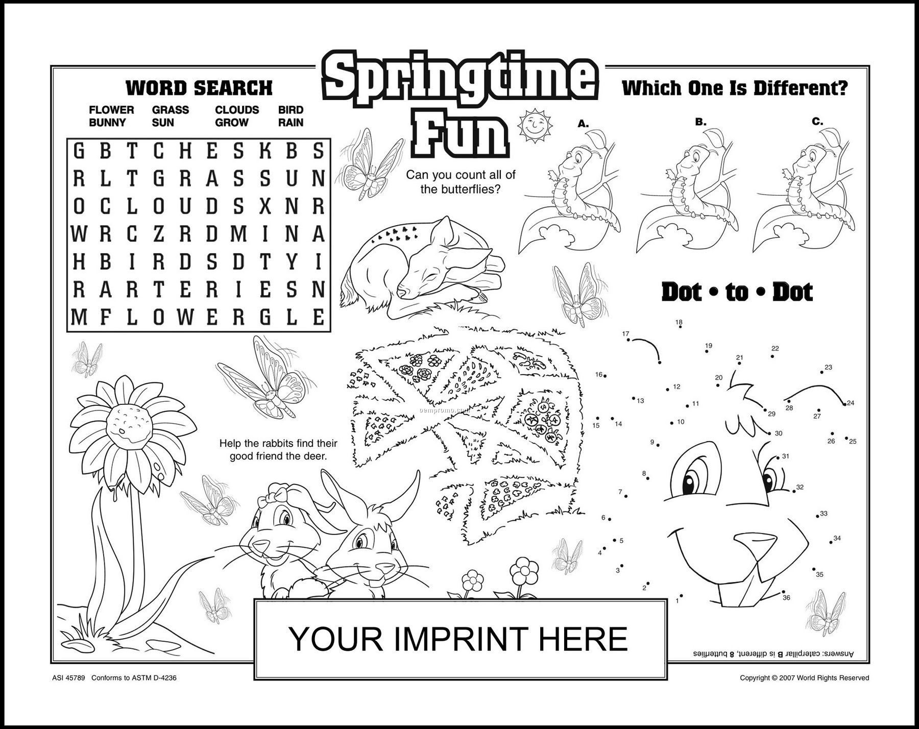 Springtime Fun Activity Placemat And Poster