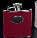 Stainless Steel Flask - Red Leather (2.5 Oz.)