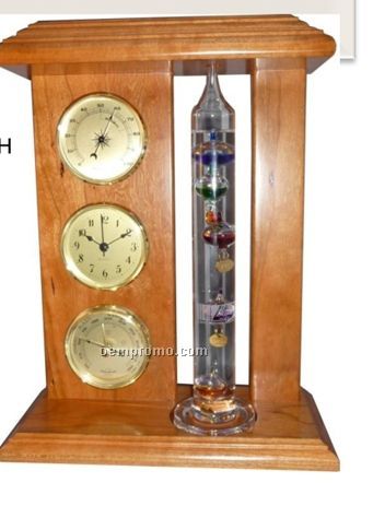 Traditional Forecast Analog Weather Station W/Galileo In Cherry Wood