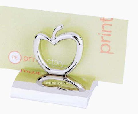 Apple Chrome Metal Business Card Holder Paperweight (Engraved)