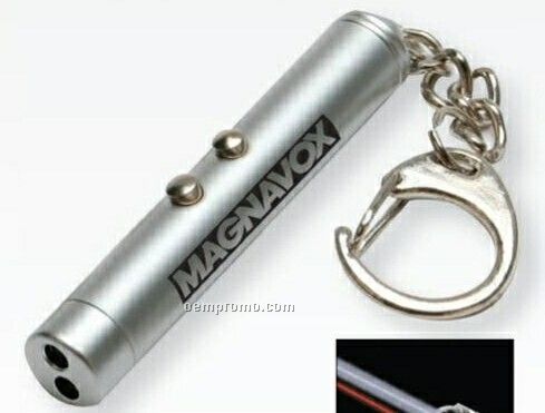 Dual Beam Metal Keychain W/ Laser Pointer And LED Light