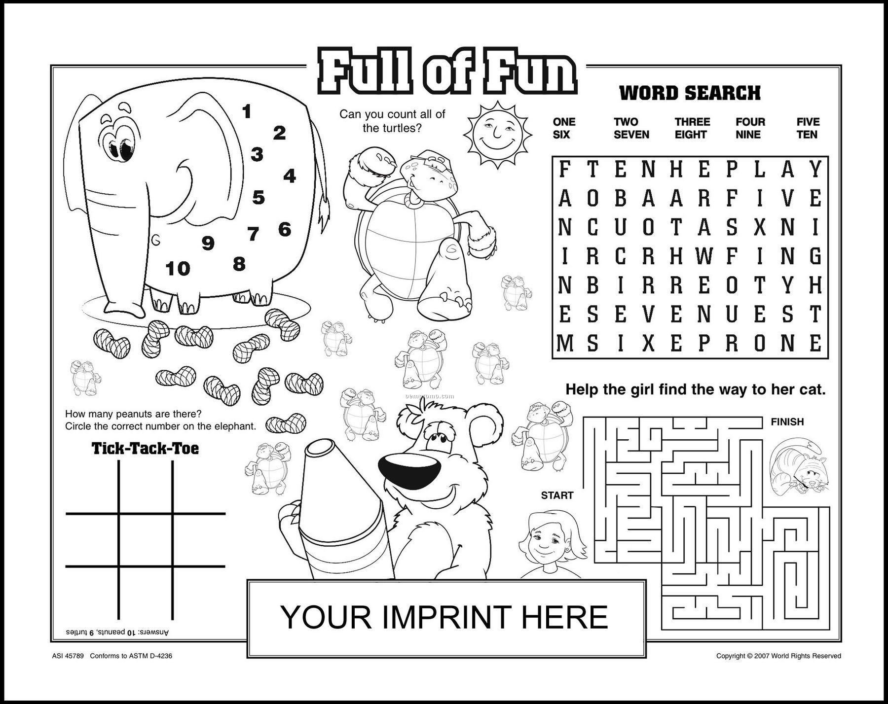 Full Of Fun Activity Placemat And Poster