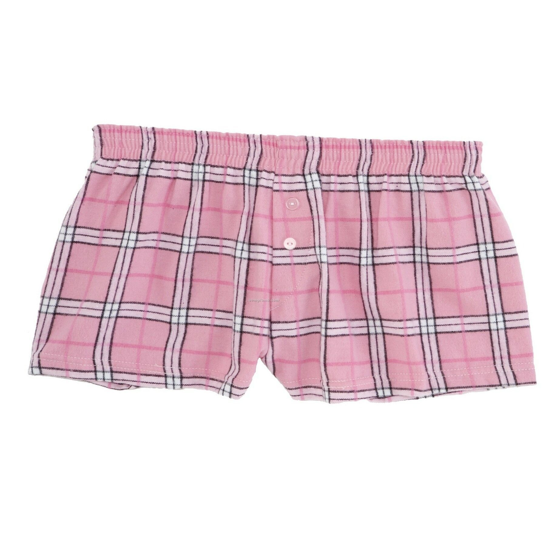 Ladies' Pink/Black Flannel Bitty Boxer Short W/ False Fly