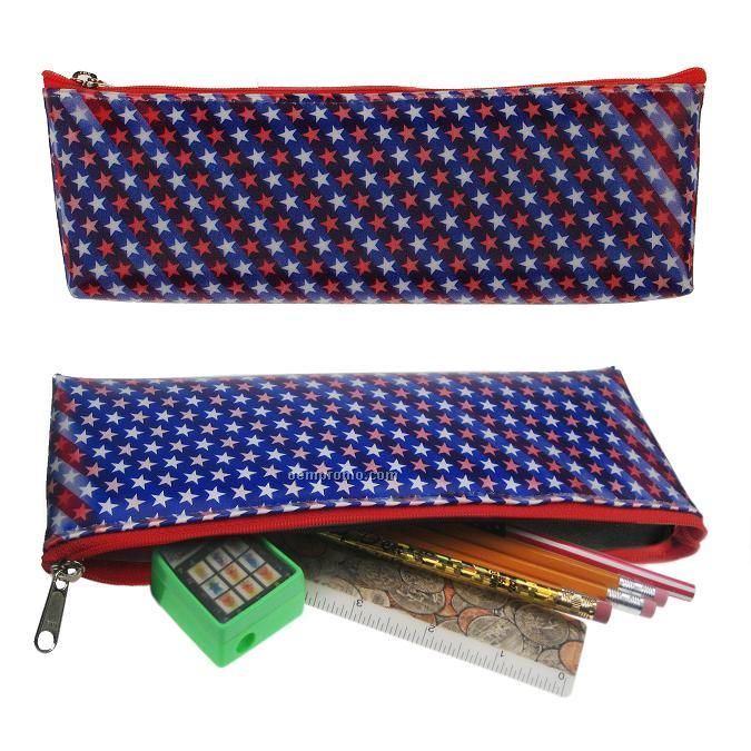Pencil Case W/3d Lenticular Animated Stars And Stripes (Blanks)