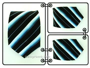Polyester Necktie - Black / Blue Stripe