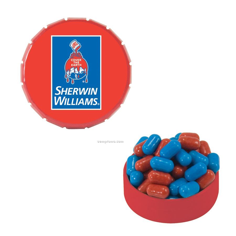 Small Red Snap-top Mint Tin Filled With Colored Bullet Candy