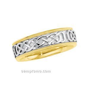 14ktt 6mm Ladies' Celtic Wedding Band Ring (Size 7) White Gold Center