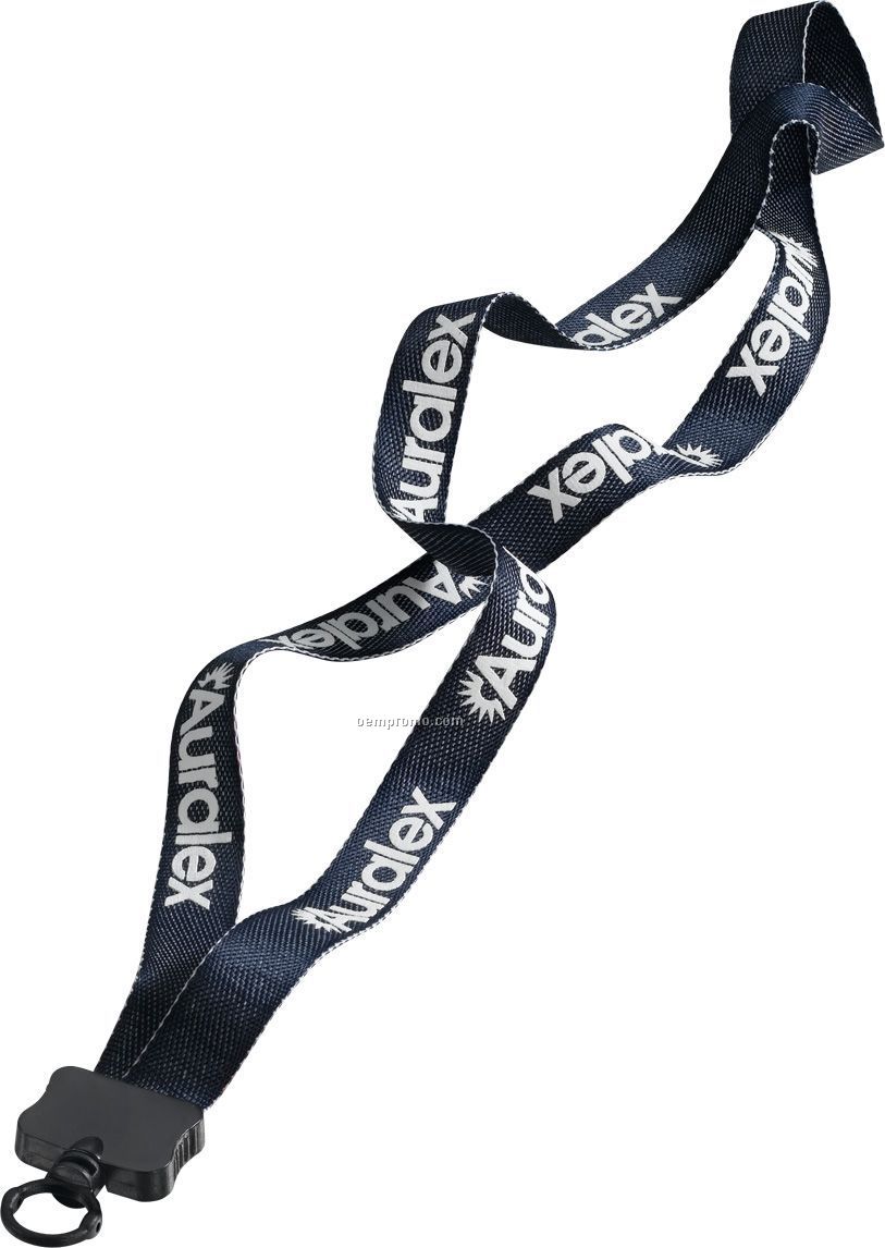 3/4" Denim-like Lanyard W/ Plastic Clamshell & O-ring