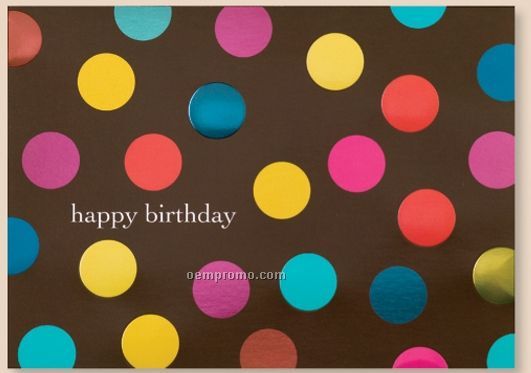 Birthday Polka Dots Card W/ Gold Lined Envelope