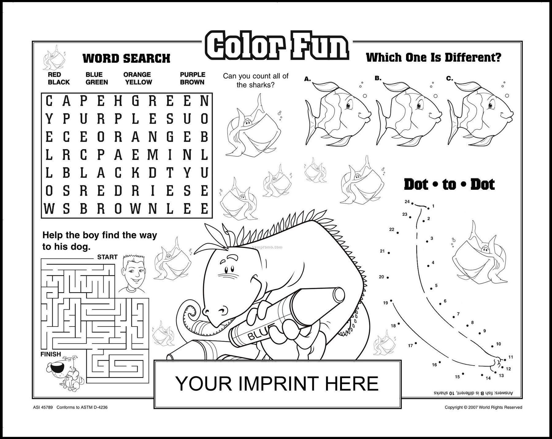 Color Fun Activity Placemat And Poster
