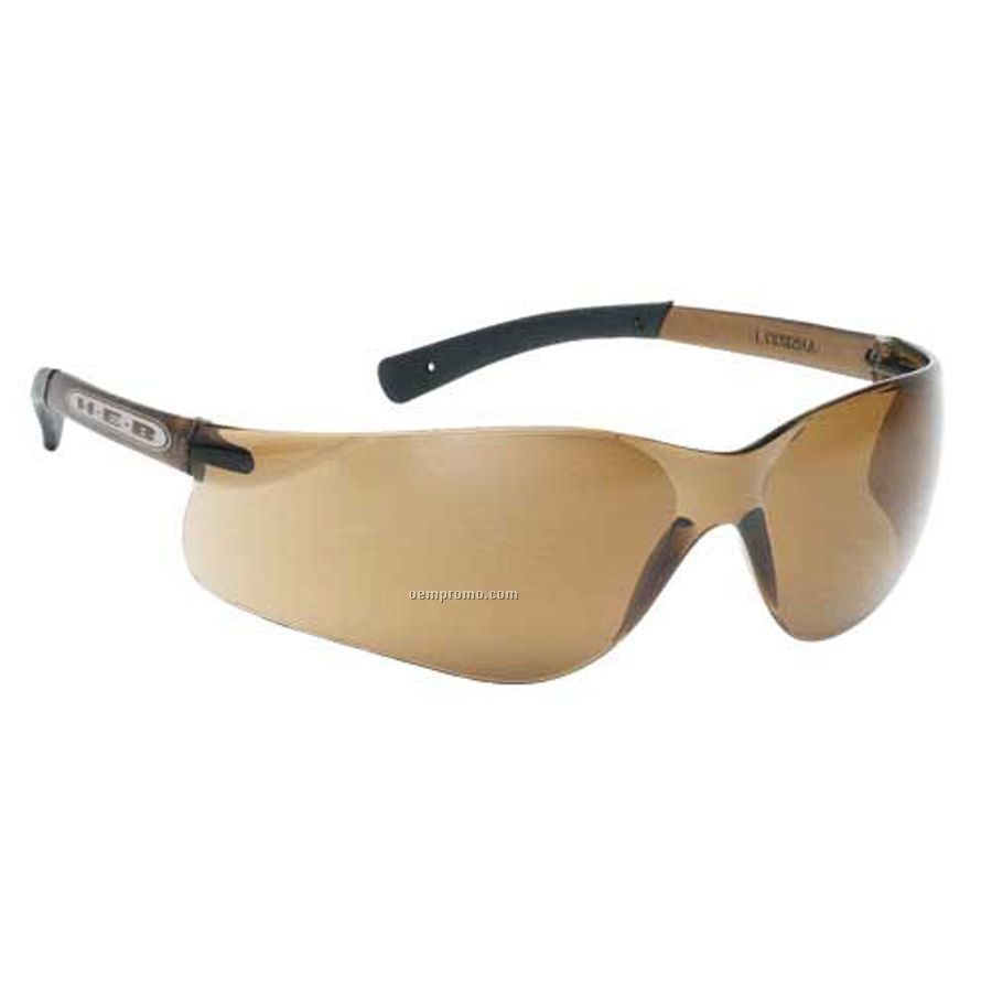 Lightweight Wrap-around Safety Eyeglasses (Brown Lens/Black Temple Tip)