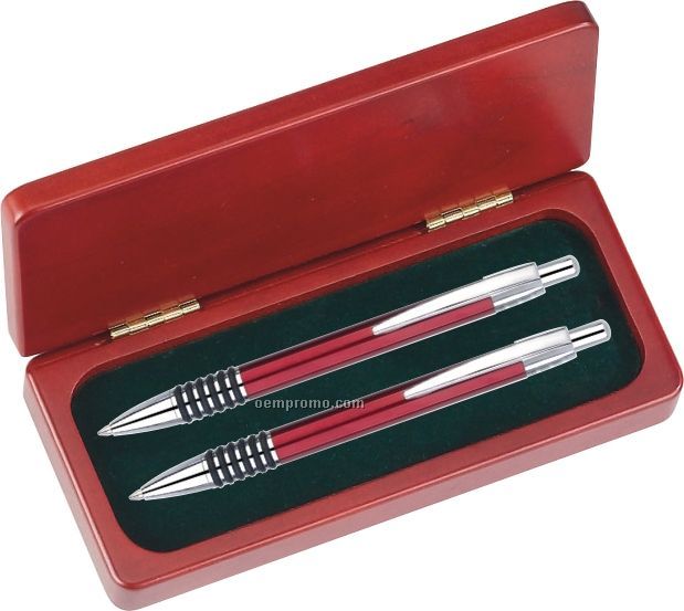Saturn Series Pen And Mechanical Pencil Gift Set (Red)
