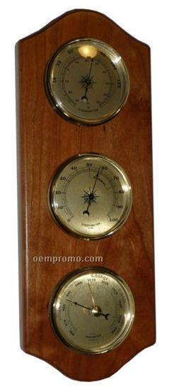 Traditional 3 Dial Forecast Station In Cherry Wood