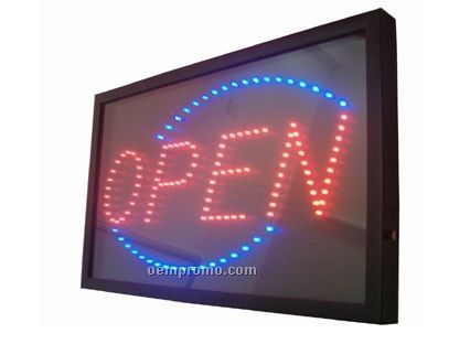23" Red Open LED Sign W/ Blue Border (14" Height)