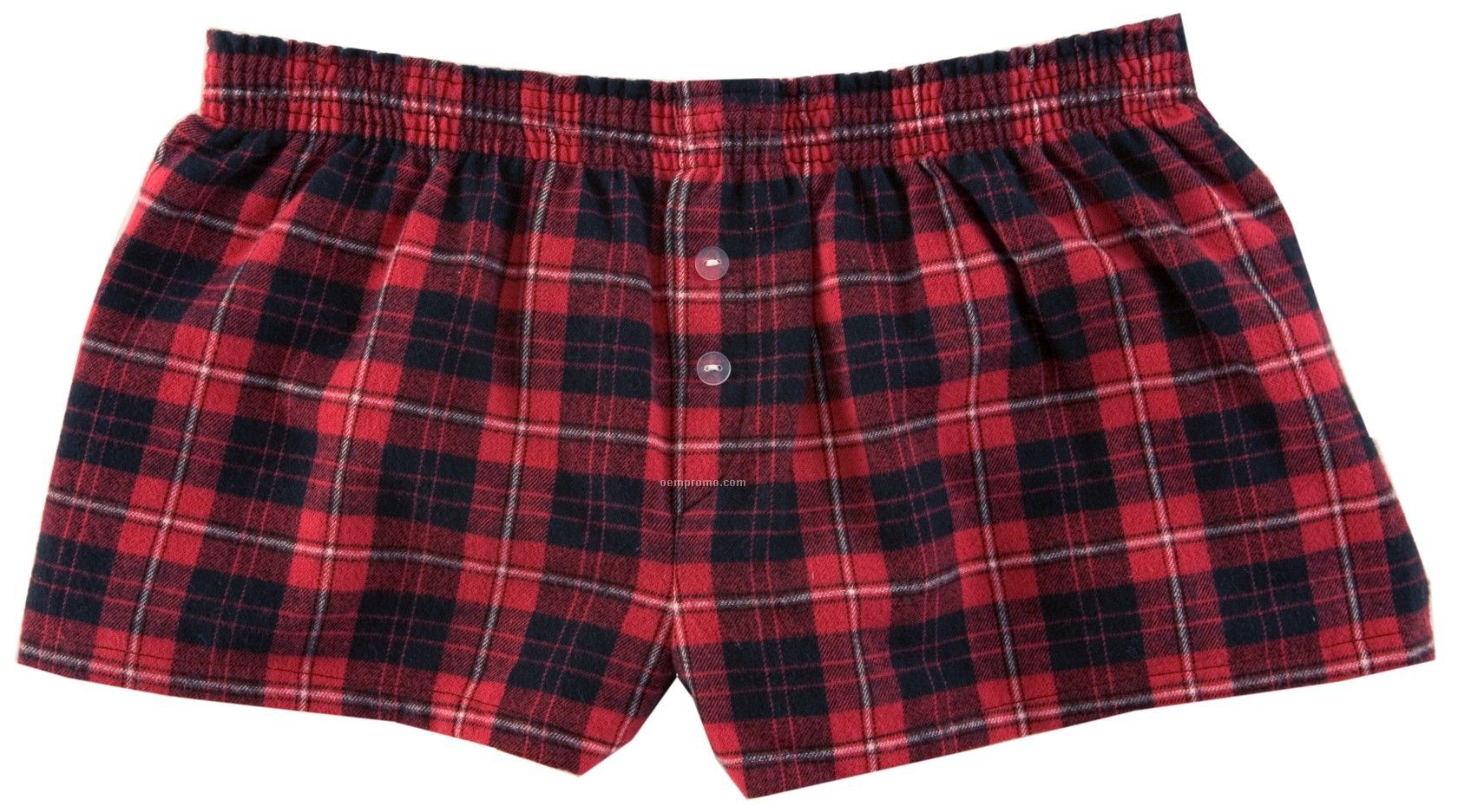 Ladies' Red/Black Flannel Bitty Boxer Short With False Fly