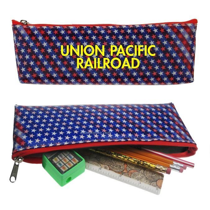 Pencil Case W/3d Lenticular Animated Stars And Stripes (Imprinted)