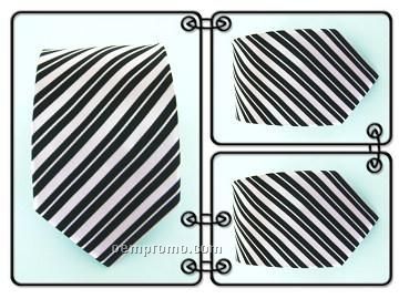 Polyester Necktie - Black / White Stripe