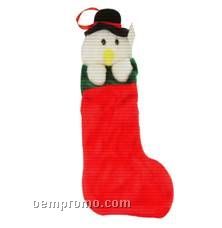 Red Hairs Christmas Stocking With Snowman Head