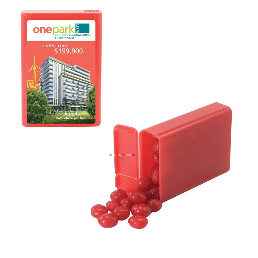 Red Refillable Plastic Mint/ Candy Dispenser With Cinnamon Red Hots