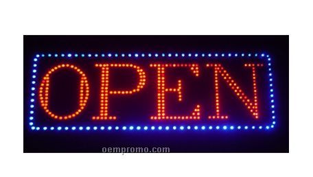 27" Red Open LED Sign W/ Blue Border