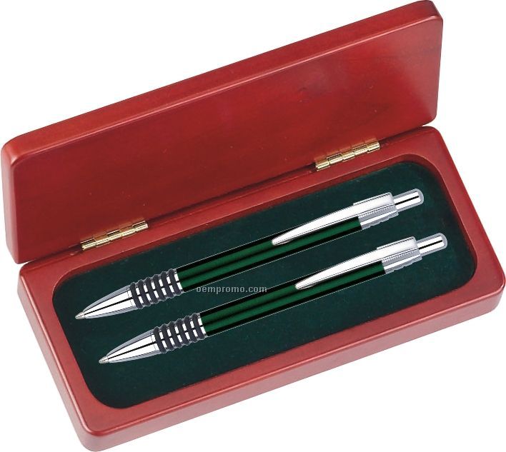 Saturn Series Pen And Mechanical Pencil Gift Set (Green)