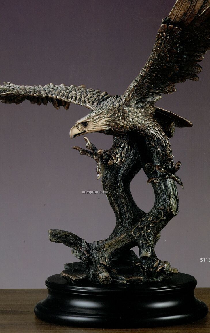 Large Copper Finish Eagle On Tree Branch Trophy (24.5