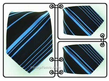 Polyester Necktie - Black / Blue Stripes