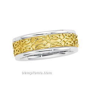 14ktt 7mm Ladies' Hand Woven Wedding Band Ring (Size 7) Gold Center