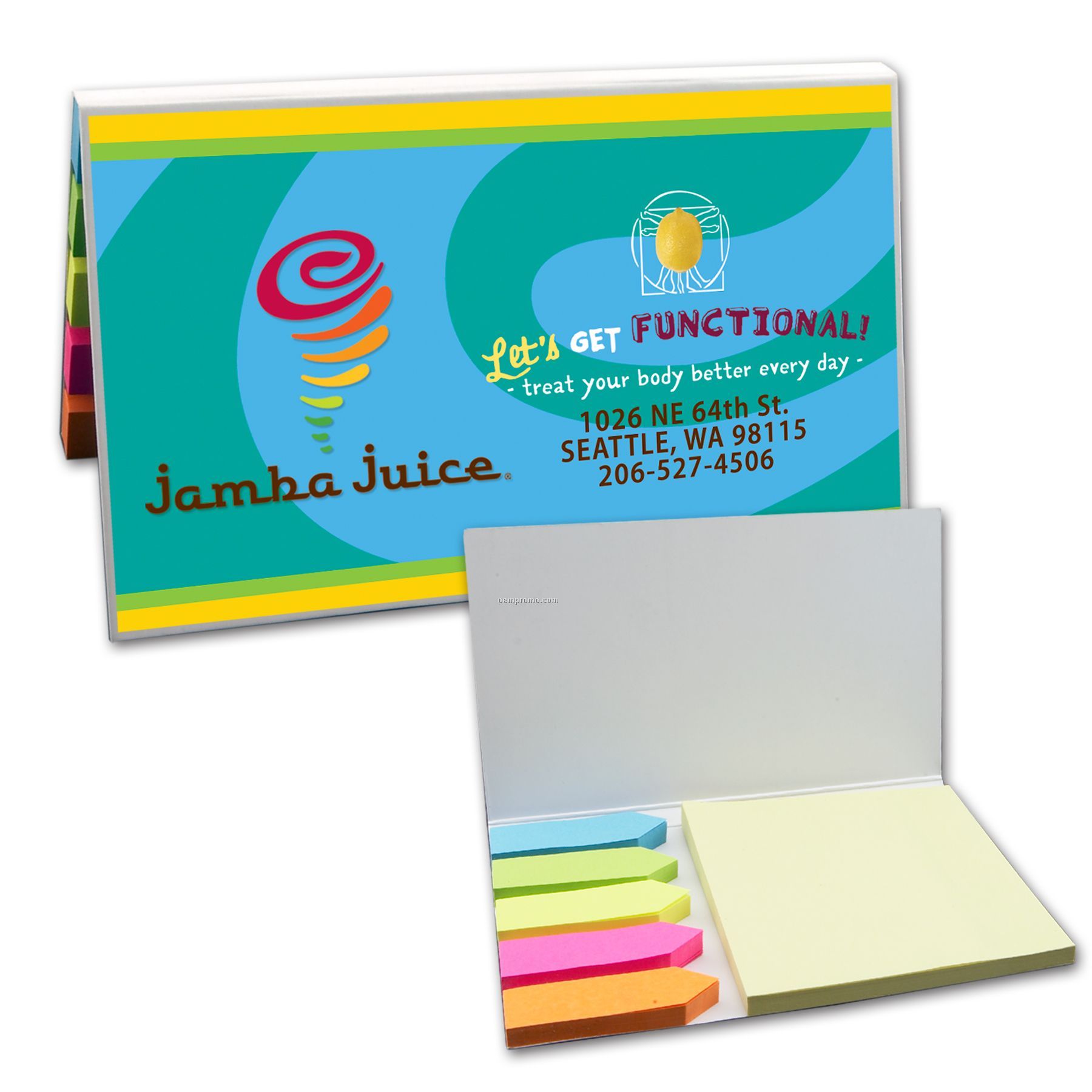 Full Color Sticky Notes With Flags Pad (50 Sheets)