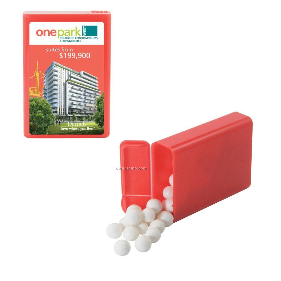 Red Refillable Plastic Mint/ Candy Dispenser With Signature Peppermints