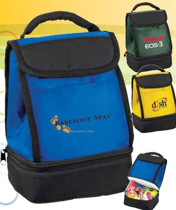 Nylon Dual Compartment Insulated Lunch Bag Cooler