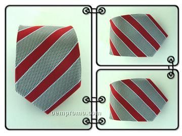 Polyester Necktie - Red / Gray Stripe