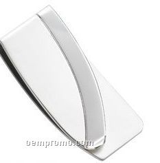 Silver Polished Money Clip With Matte Accent