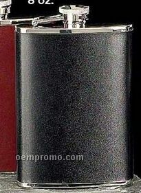 Stainless Steel & Black Leather Flask (8 Oz.)
