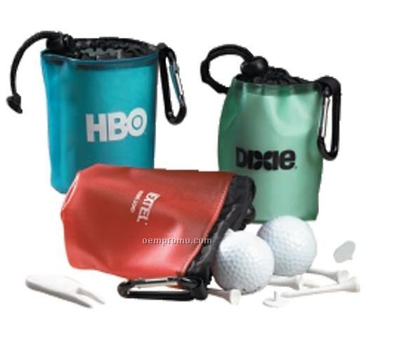 Coconut Golf Kit In Drawstring Carabiner Bag