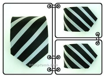 Polyester Necktie - Black / Silver Stripe