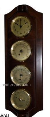 Traditional 4 Dial Pivoting Forecast Station In Walnut Wood