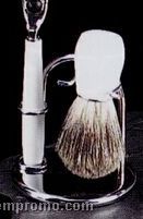 White Stone Mach 3 Razor W/ Badger Brush On Stand