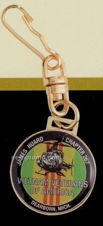 Impression Line Round Zipper Pull W/ 4 Color Process Decal (7/8")