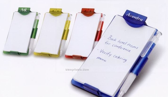 Notepad Holder & Pen With Base On Metal Runners