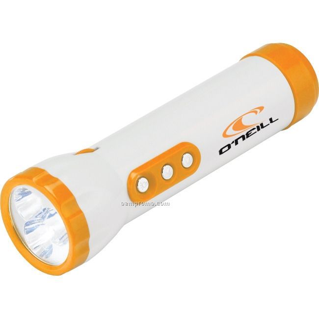 Orange 3 LED Safety Flashlight W/ Radio