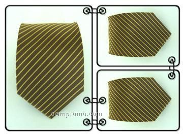 Polyester Necktie - Brown / Gold Pin Stripe
