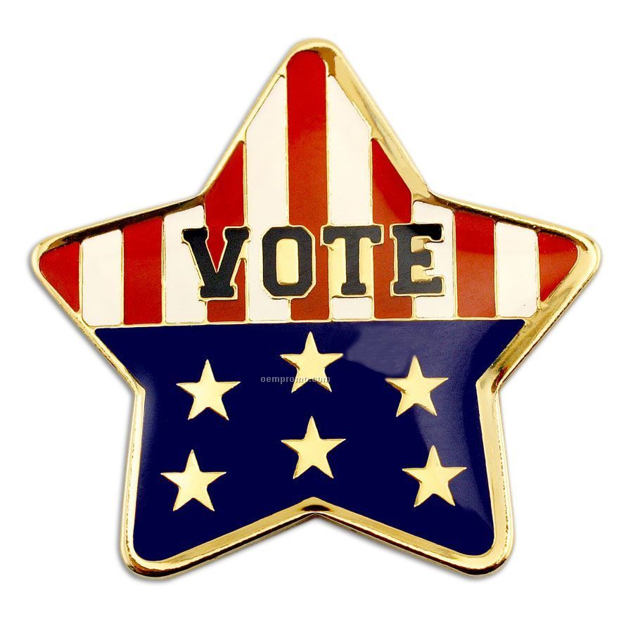 Stock Lapel Pin / Etched Soft Enamel - Vote / Star