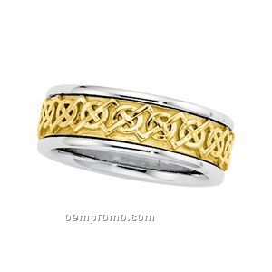 14ktt 7mm Ladies' Celtic Wedding Band Ring (Size 7) Gold Center