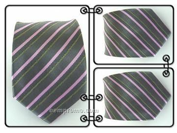 Polyester Necktie - Gray / Lavender Stripe